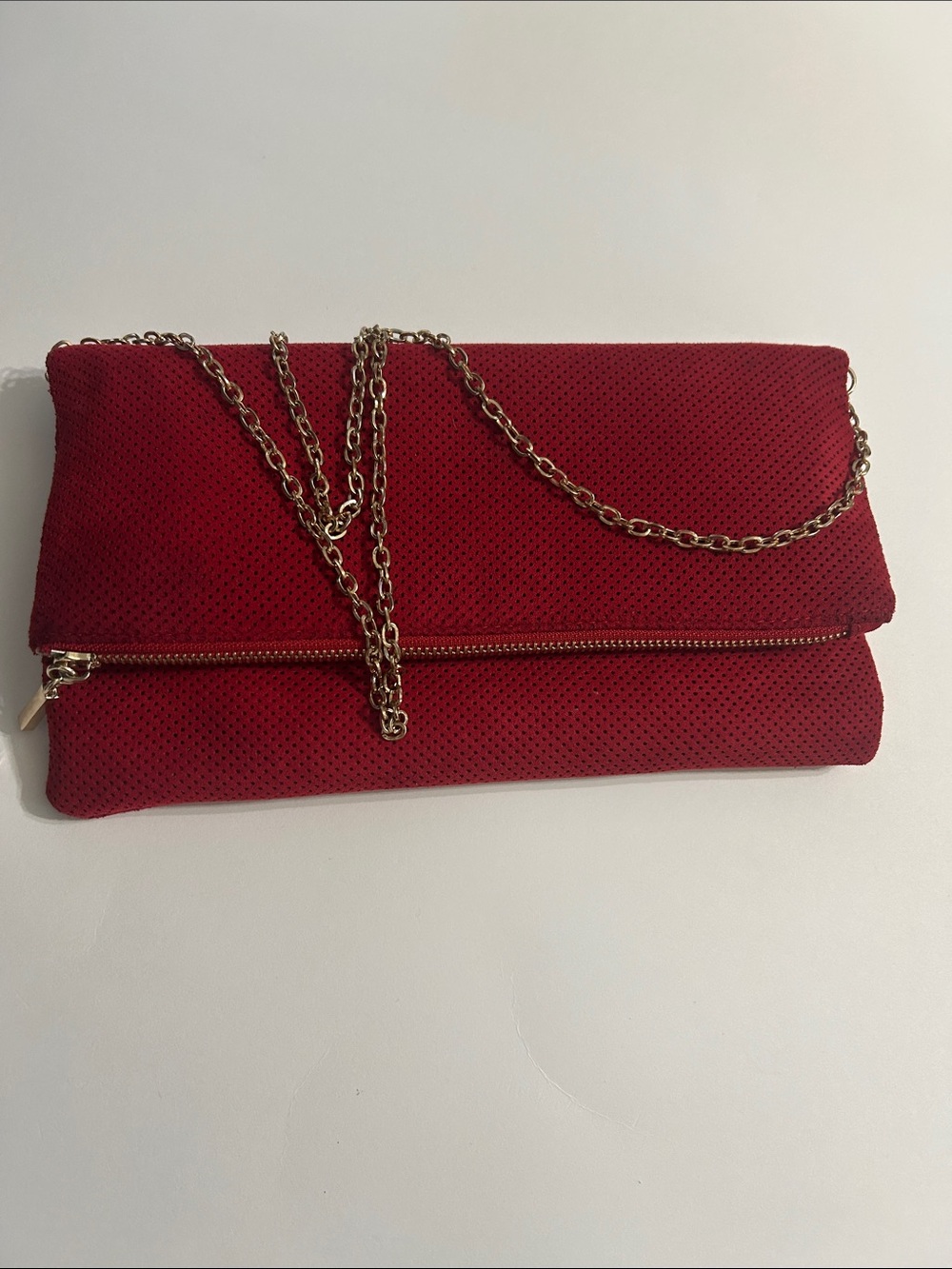 Urban Expressions Red Fold-Over Clutch with Gold Chain